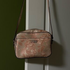 Floral Pink Tan Crossbody Bag